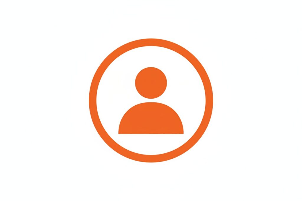 Icono naranja de una silueta humana dentro de un círculo.