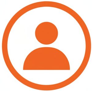 Icono naranja de una silueta humana dentro de un círculo.